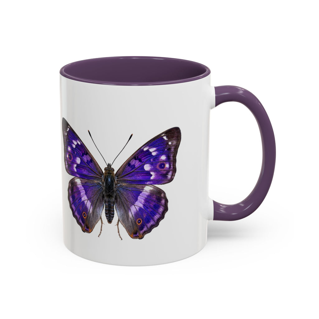 Purple Butterfly Accent Coffee Mug – Elegant Floral Butterfly Ceramic Cup