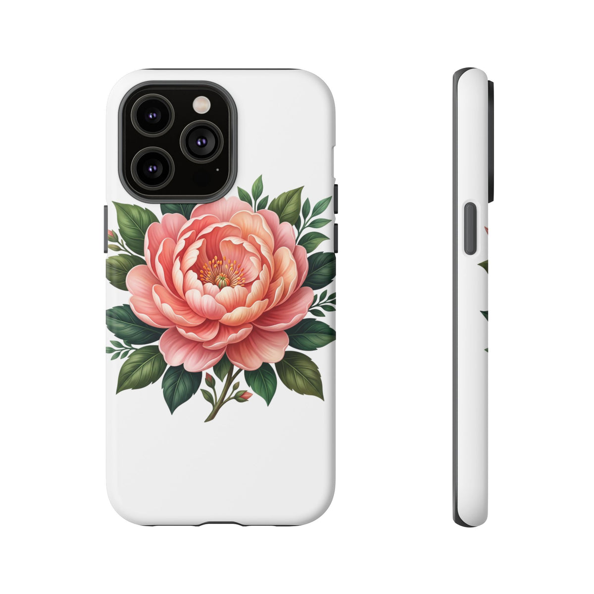 Floral Peony Tough Phone Case — Protective Botanical iPhone Cover