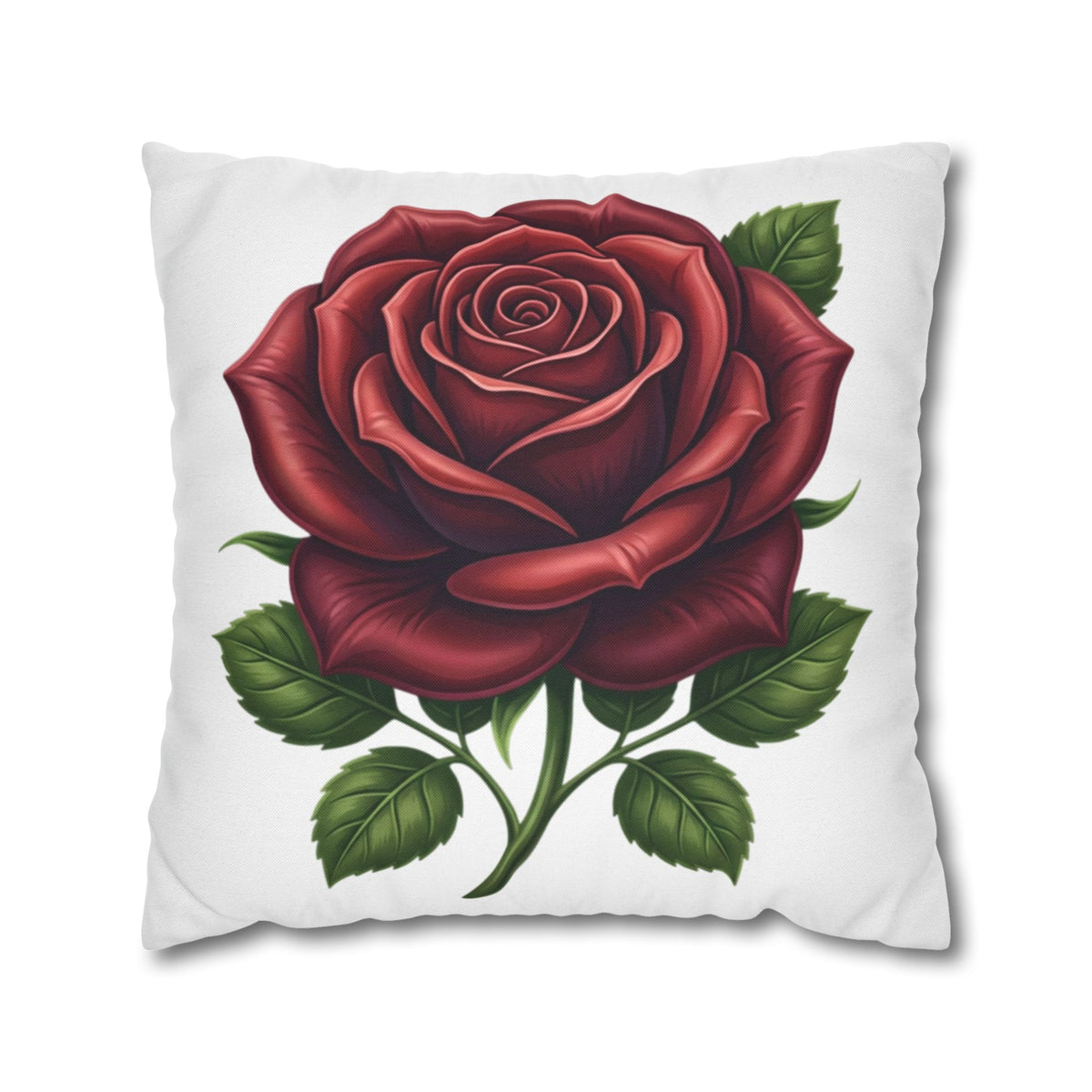Red Rose Spun Polyester Square Pillowcase