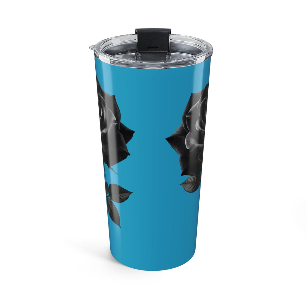 20oz Black Rose Tumbler — Insulated Travel Cup with Floral Gothic Design- Turquoise