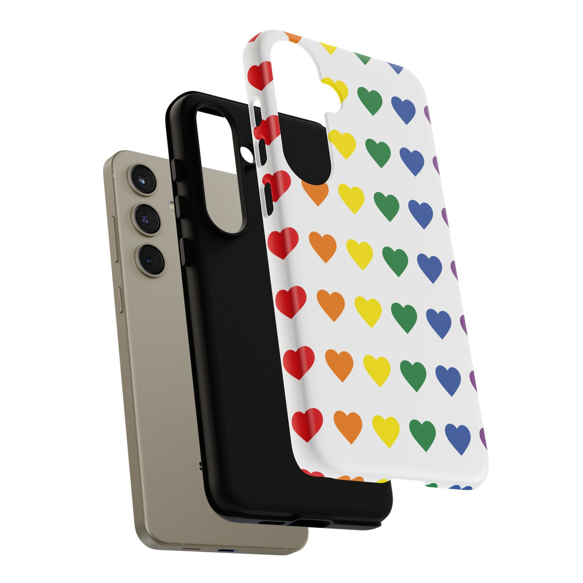 Rainbow Heart Tough Phone Case — Pride Pattern Protective Cover