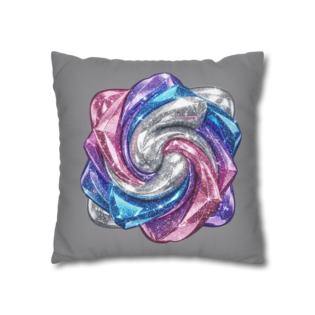3D Glitter Design Grey Spun Polyester Square Pillowcase