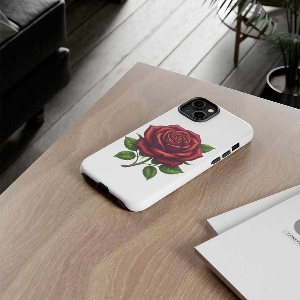 Rose Phone Case — Vintage Red Rose Floral Protective Cover