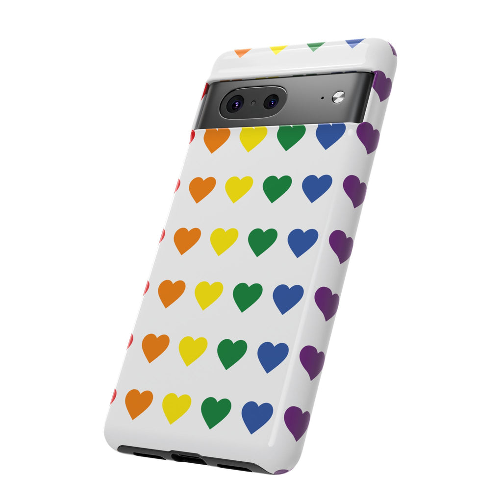 Rainbow Heart Tough Phone Case — Pride Pattern Protective Cover