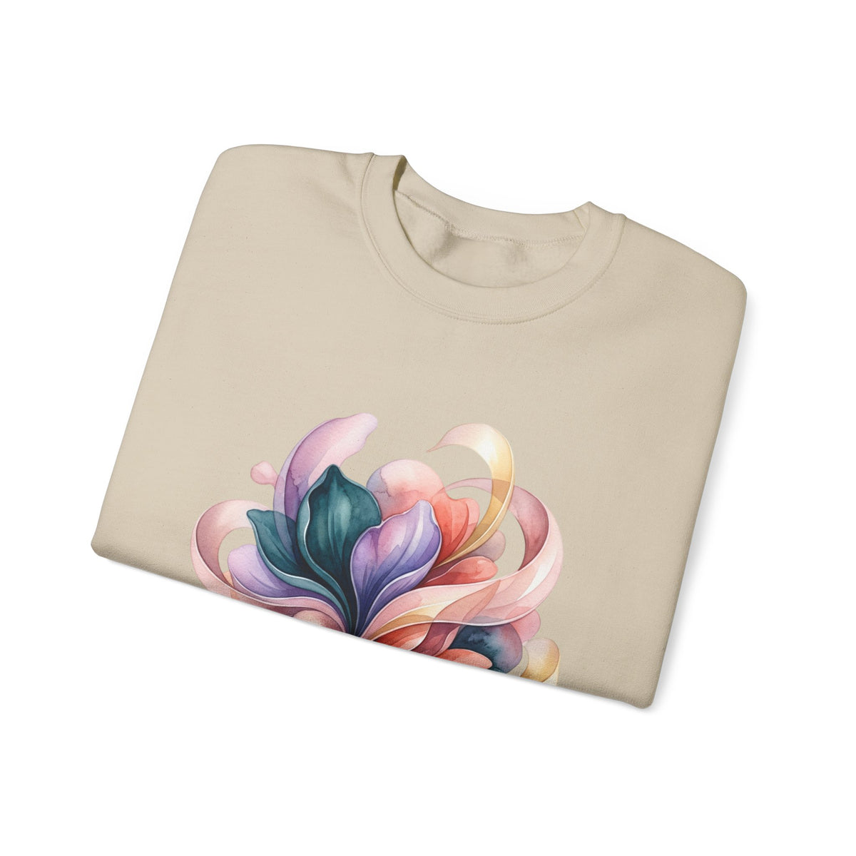 Abstract Floral Crewneck Sweatshirt — Pastel Swirl Art Pullover