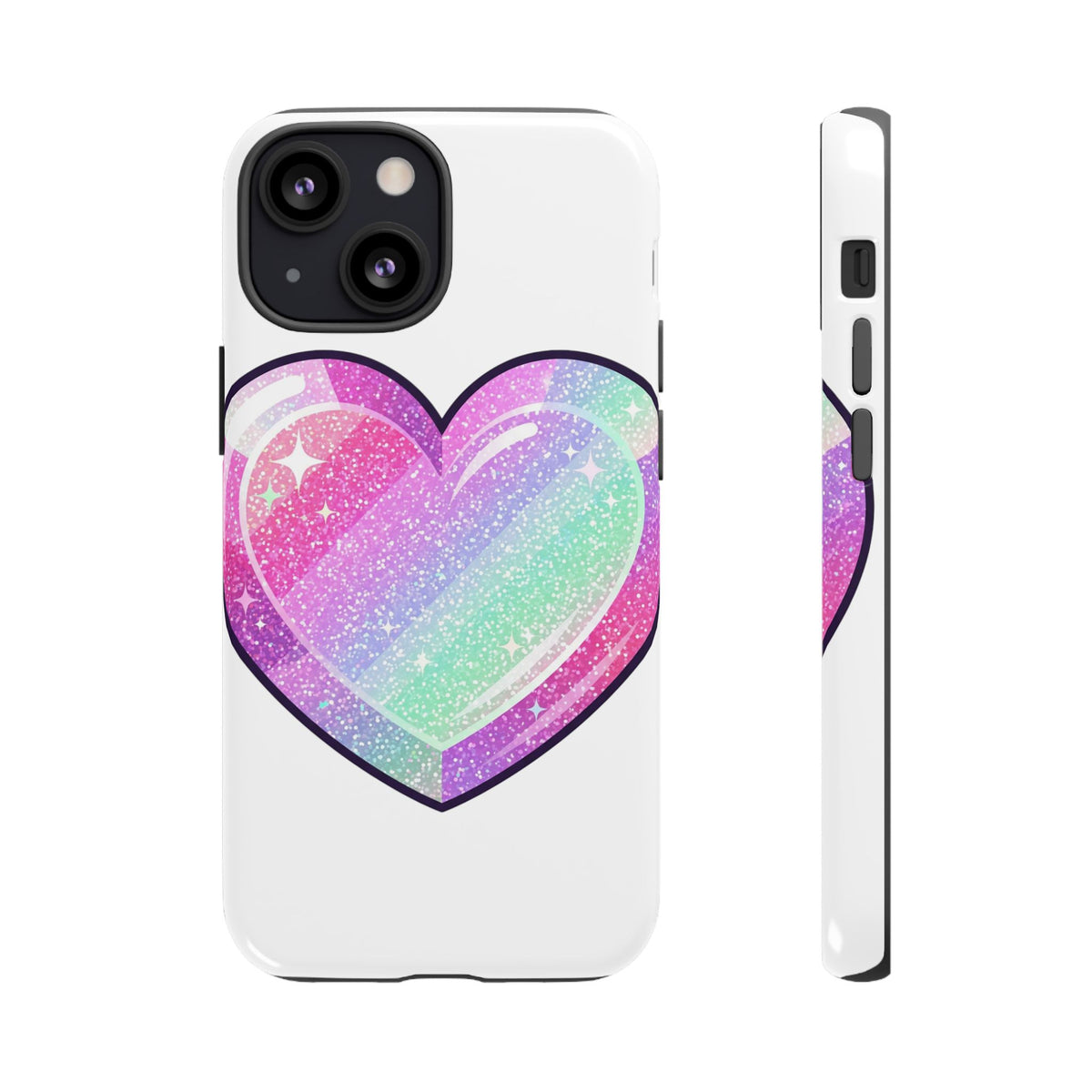 Pastel Glitter Heart Tough Phone Case — Cute Protective Phone Cover