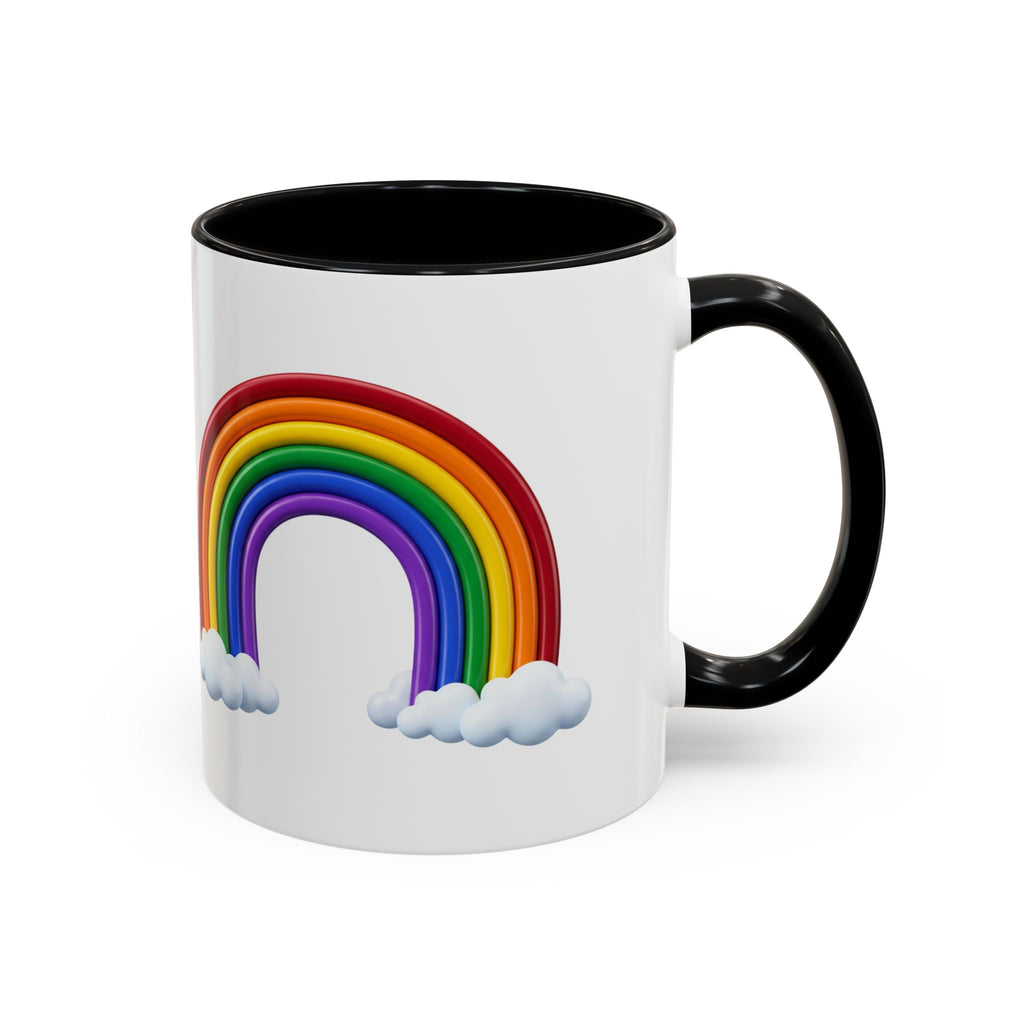 Rainbow Coffee Mug - Colorful Arc & Clouds Accent Mug (11/15oz)