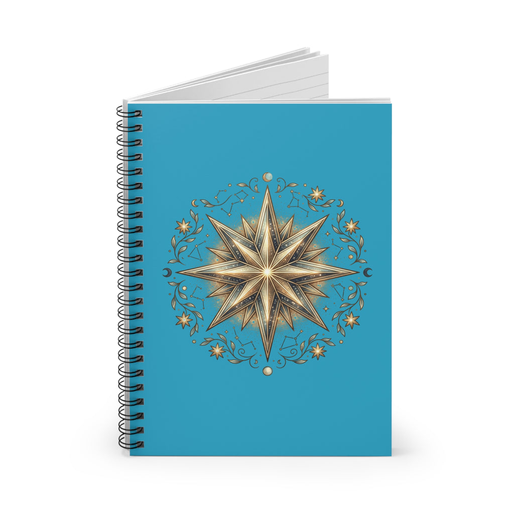 Star Print Spiral Notebook - Ruled Line- Turquoise
