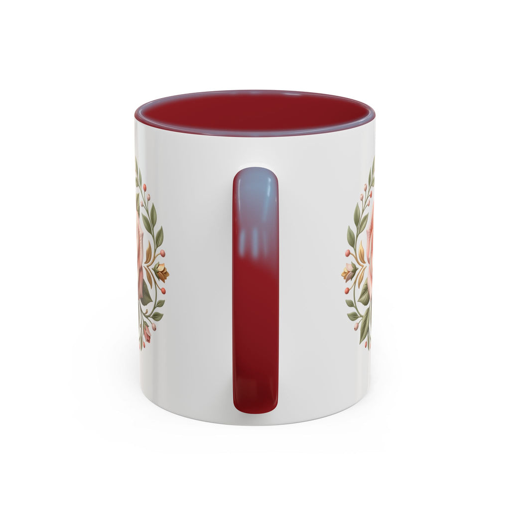 Rose Wreath Accent Coffee Mug — Floral 11/15oz Tea & Coffee Cup