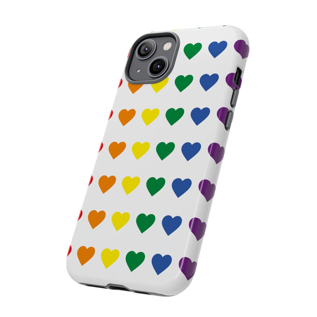 Rainbow Heart Tough Phone Case — Pride Pattern Protective Cover