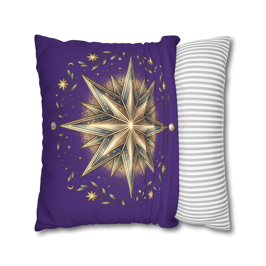 Star Print Dark Purple Spun Polyester Square Pillowcase