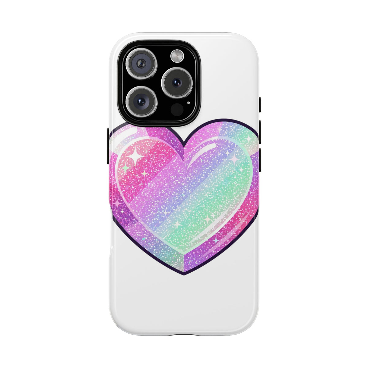 Pastel Glitter Heart Tough Phone Case — Cute Protective Phone Cover