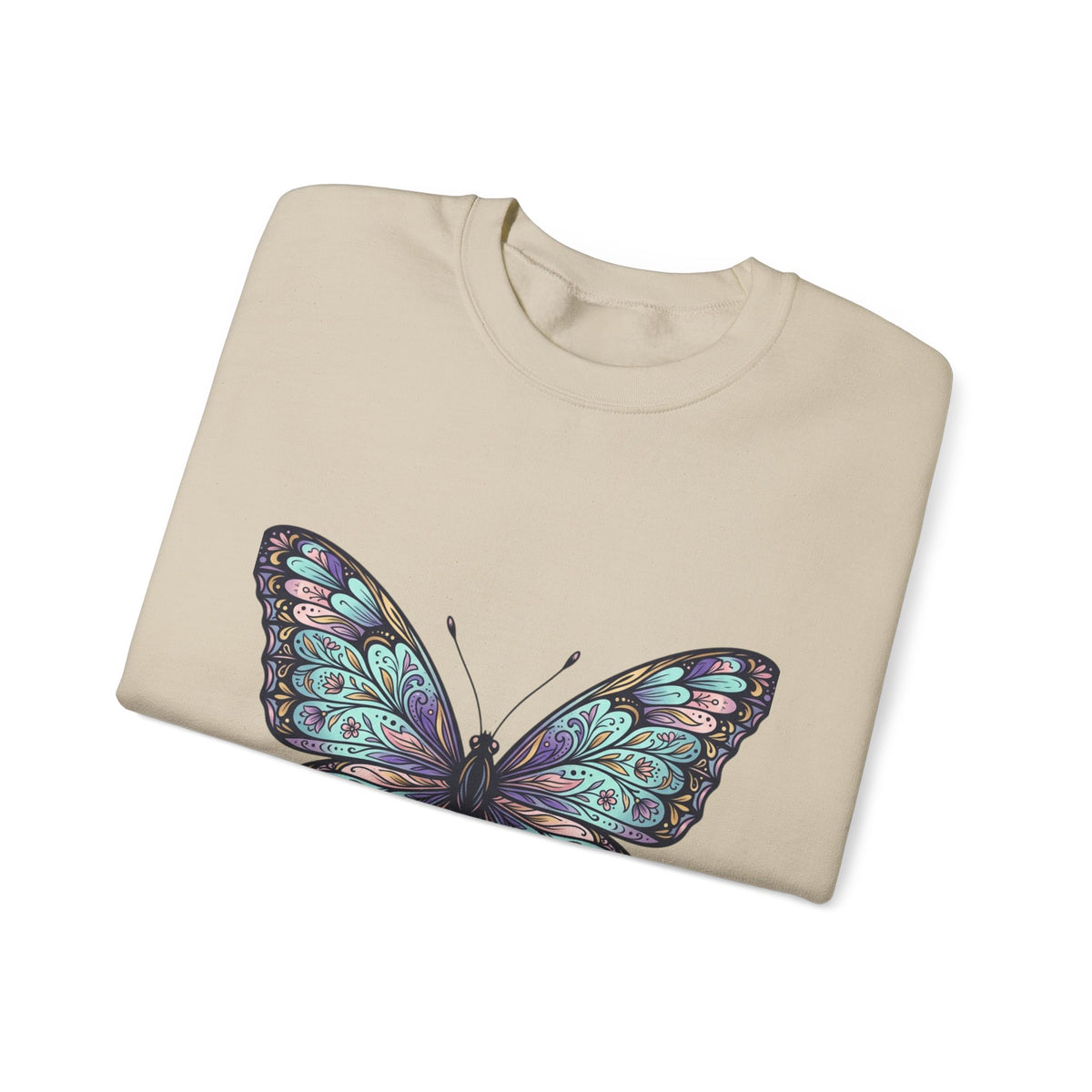 Butterfly Crewneck Sweatshirt – Teal Purple Watercolor Wing Design