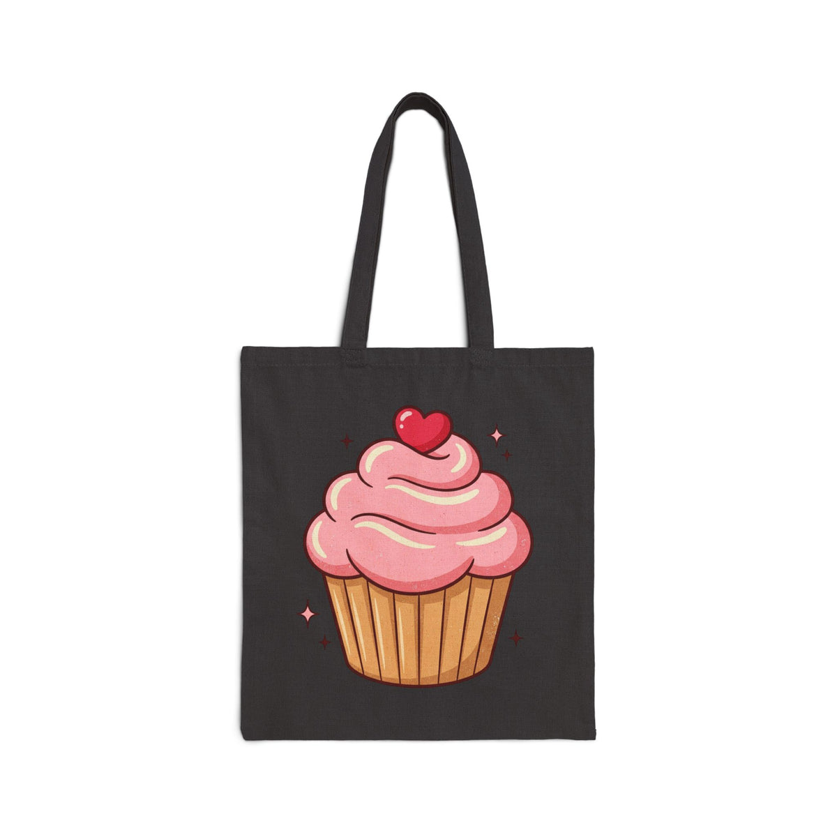 Cupcake Tote Bag — Cute Pink Heart Cupcake Canvas Tote for Baking Lovers