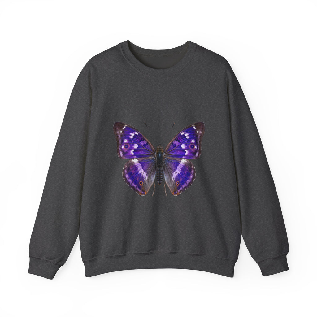 Purple Butterfly Crewneck Sweatshirt — Vibrant Nature Graphic Pullover