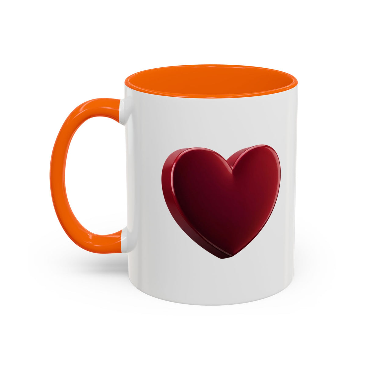 Heart Accent Coffee Mug – Red 3D Heart Design, Valentine’s Day Gift