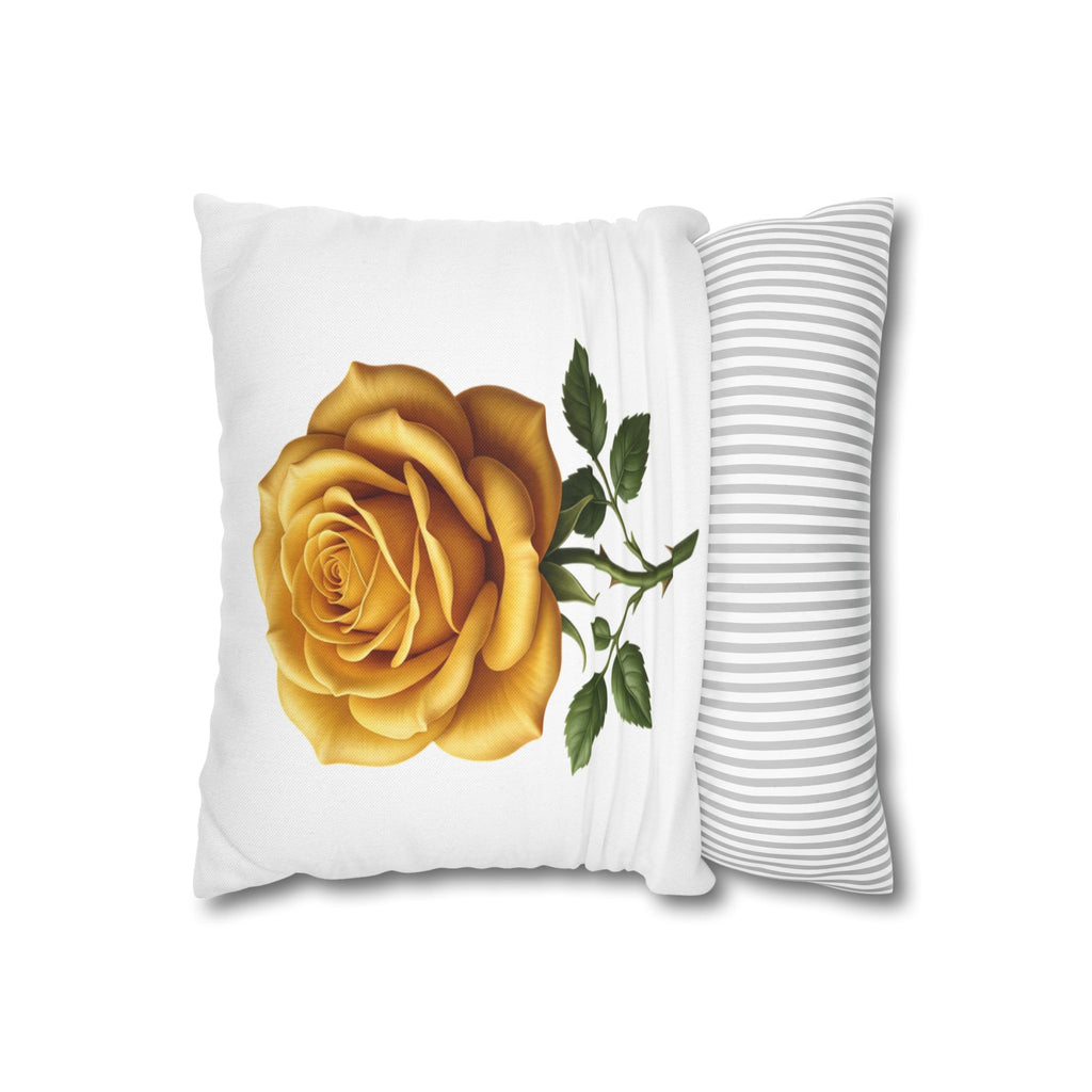 Yellow Rose Spun Polyester Square Pillowcase