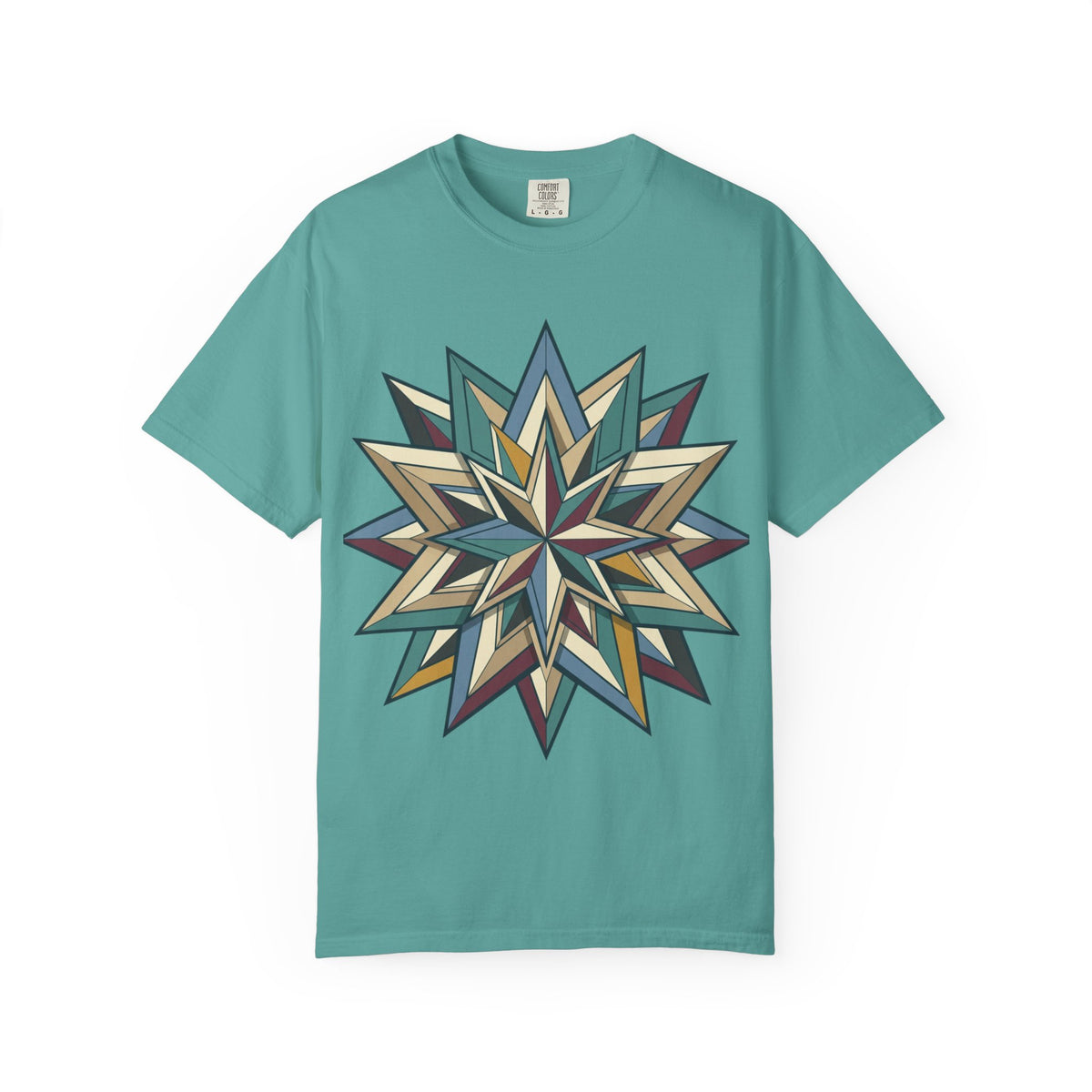 Geometric Starburst T-Shirt — Vintage Compass Rose Graphic Tee