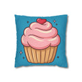 Pink Cupcake SpunPolyester Square Pillowcase- Turquoise