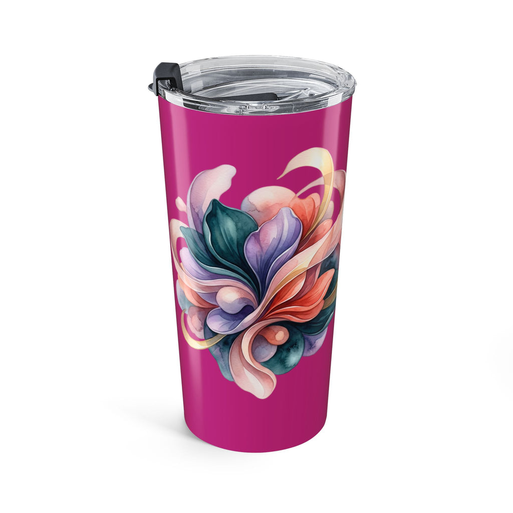 20oz Floral Swirl Tumbler – Vibrant Pink Insulated Travel Cup