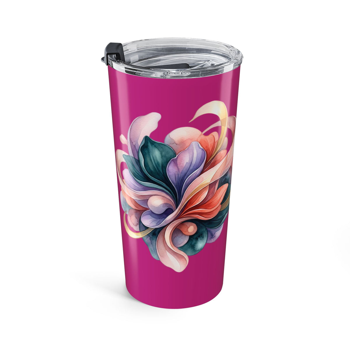 20oz Floral Swirl Tumbler – Vibrant Pink Insulated Travel Cup