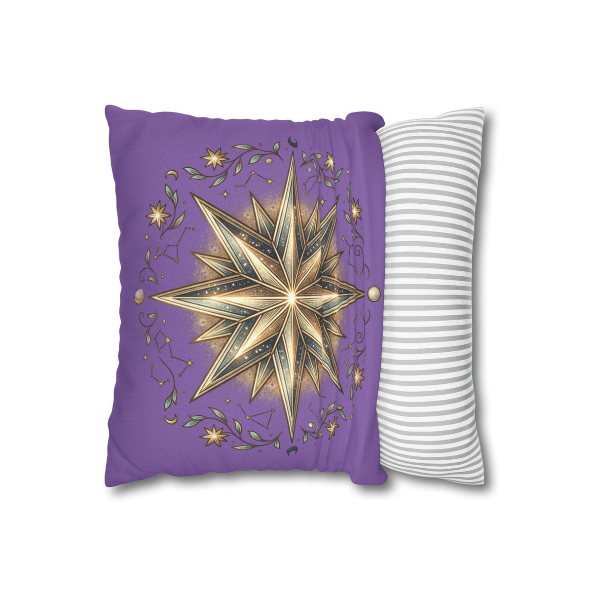 Star Print Light Purple Spun Polyester Square Pillowcase