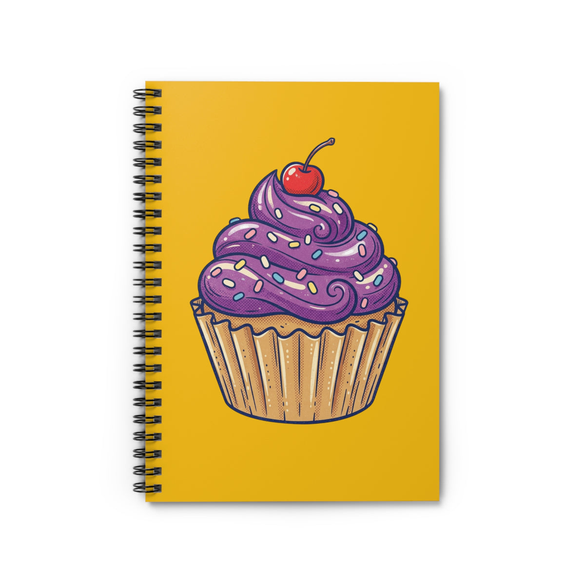 Cupcake Notebook — Purple Frosting Spiral Ruled Journal