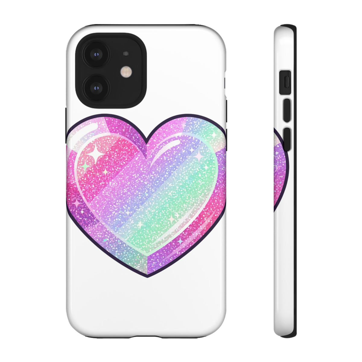 Pastel Glitter Heart Tough Phone Case — Cute Protective Phone Cover