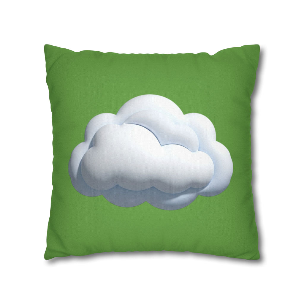 Green Cloud Decorative Pillowcase — Soft White Cloud Accent Cushion Cover