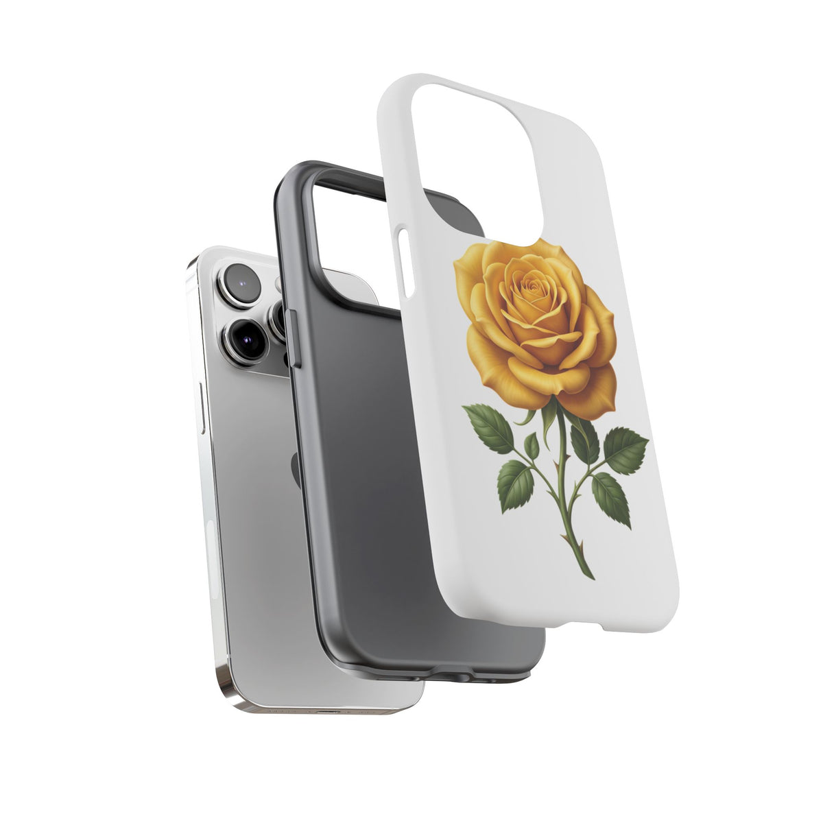 Yellow Rose Phone Case — Vintage Floral Tough Protective Cover