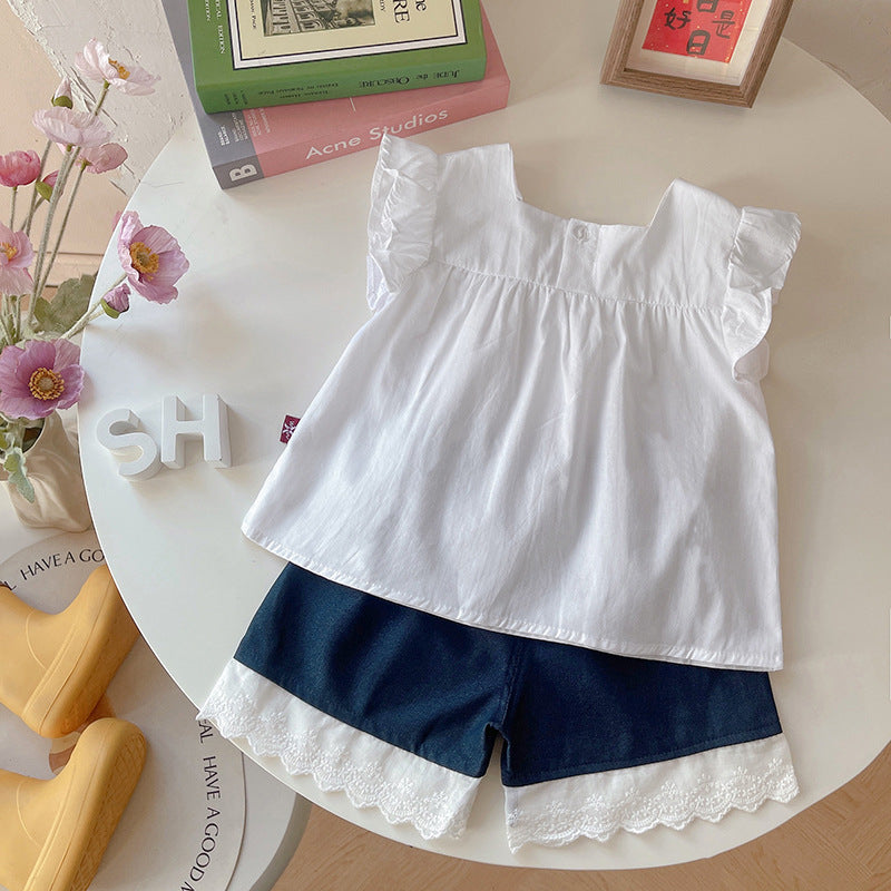 Summer casual sleeveless shorts two-piece set