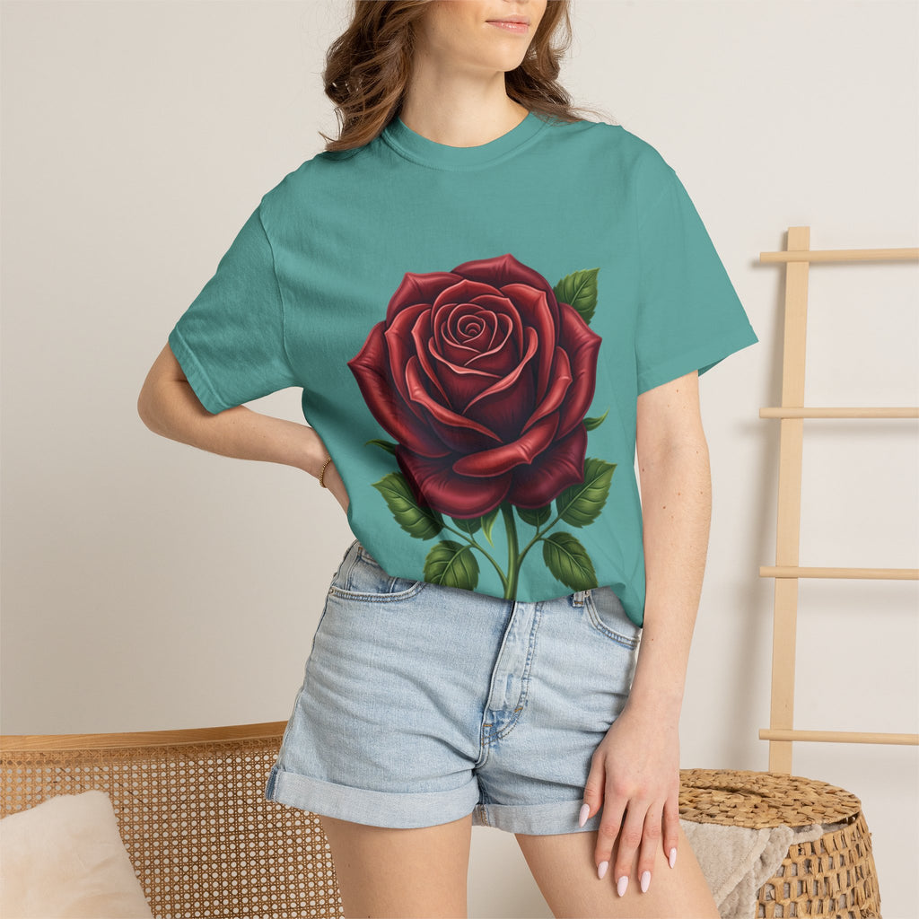 Rose Graphic T‑Shirt — Large Red Rose Floral Tee