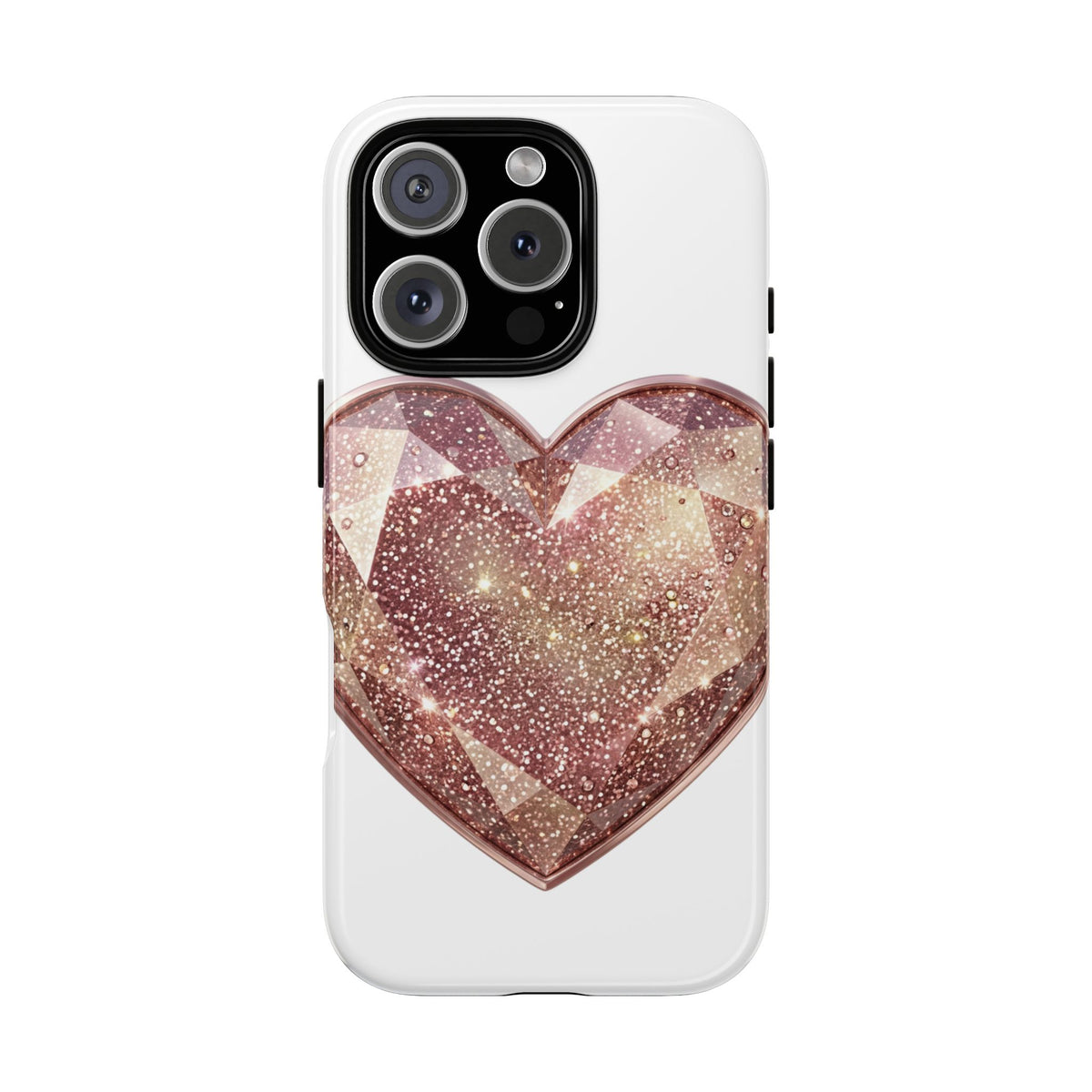Rose Gold Glitter Crystal Heart Phone Case