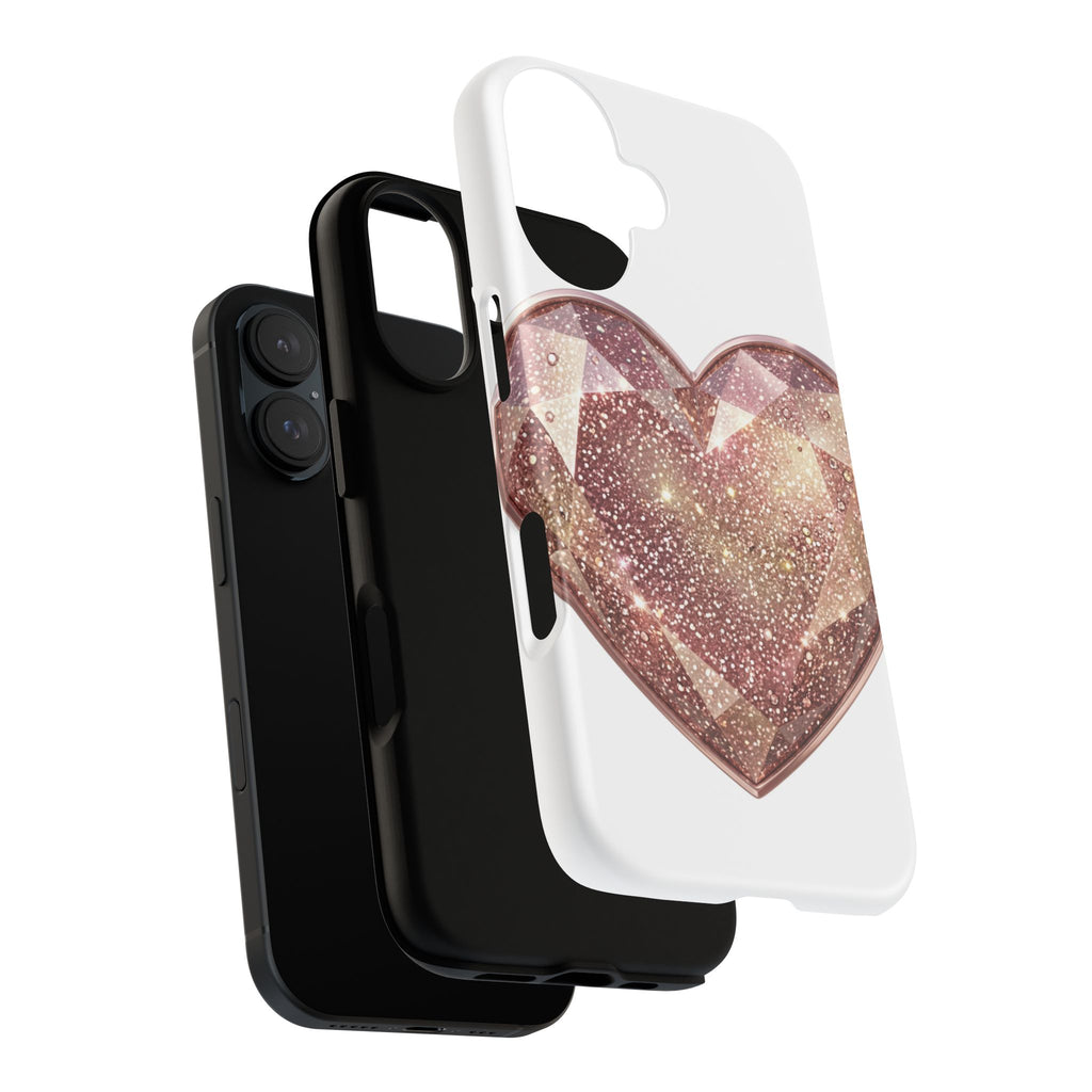 Rose Gold Glitter Crystal Heart Phone Case