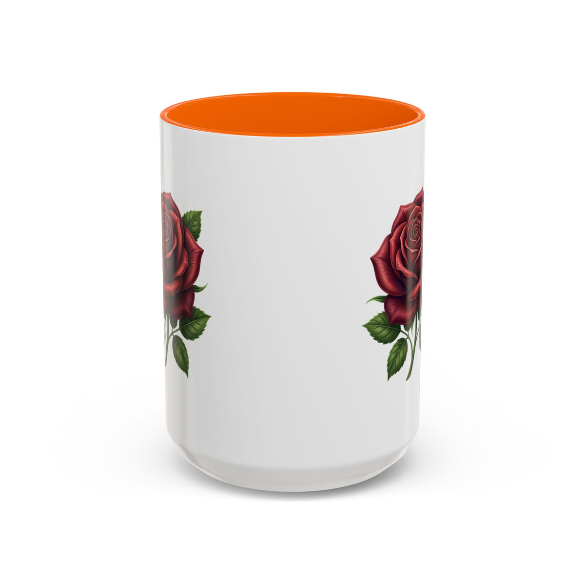 Red Rose Accent Coffee Mug — Floral Ceramic Coffee Cup (11/15oz)