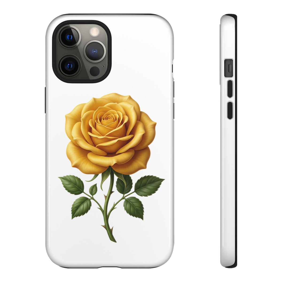 Yellow Rose Phone Case — Vintage Floral Tough Protective Cover