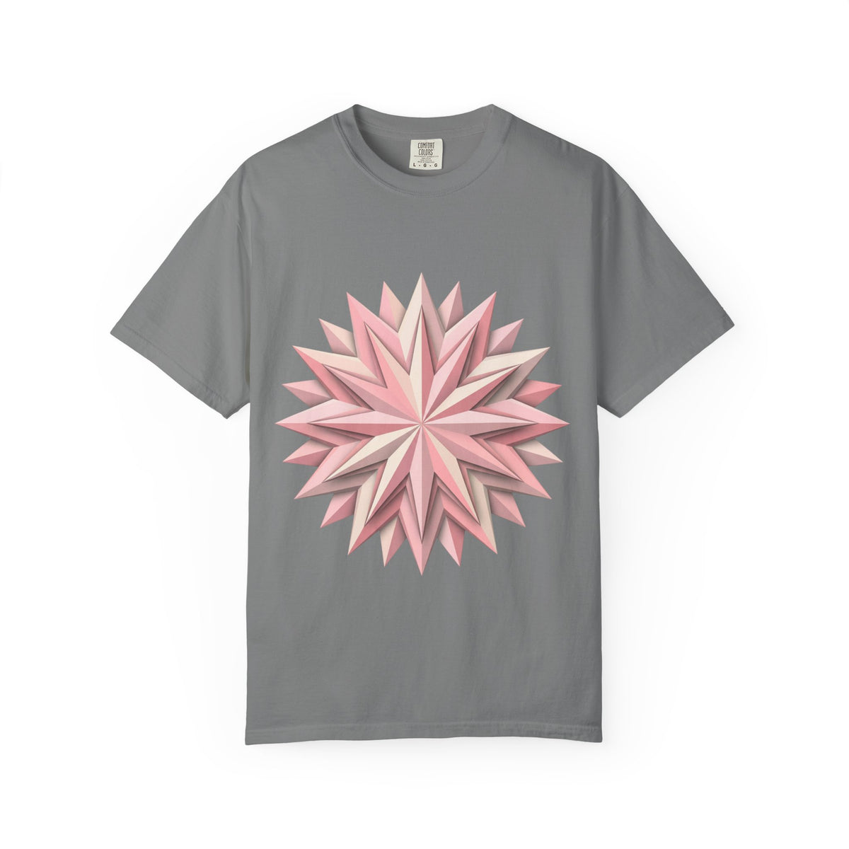 Geometric Rose Star T-Shirt — Pink 3D Origami Floral Tee