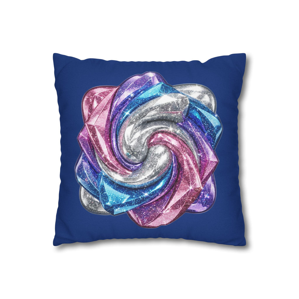 3D Glitter Design Navy Spun Polyester Square Pillowcase