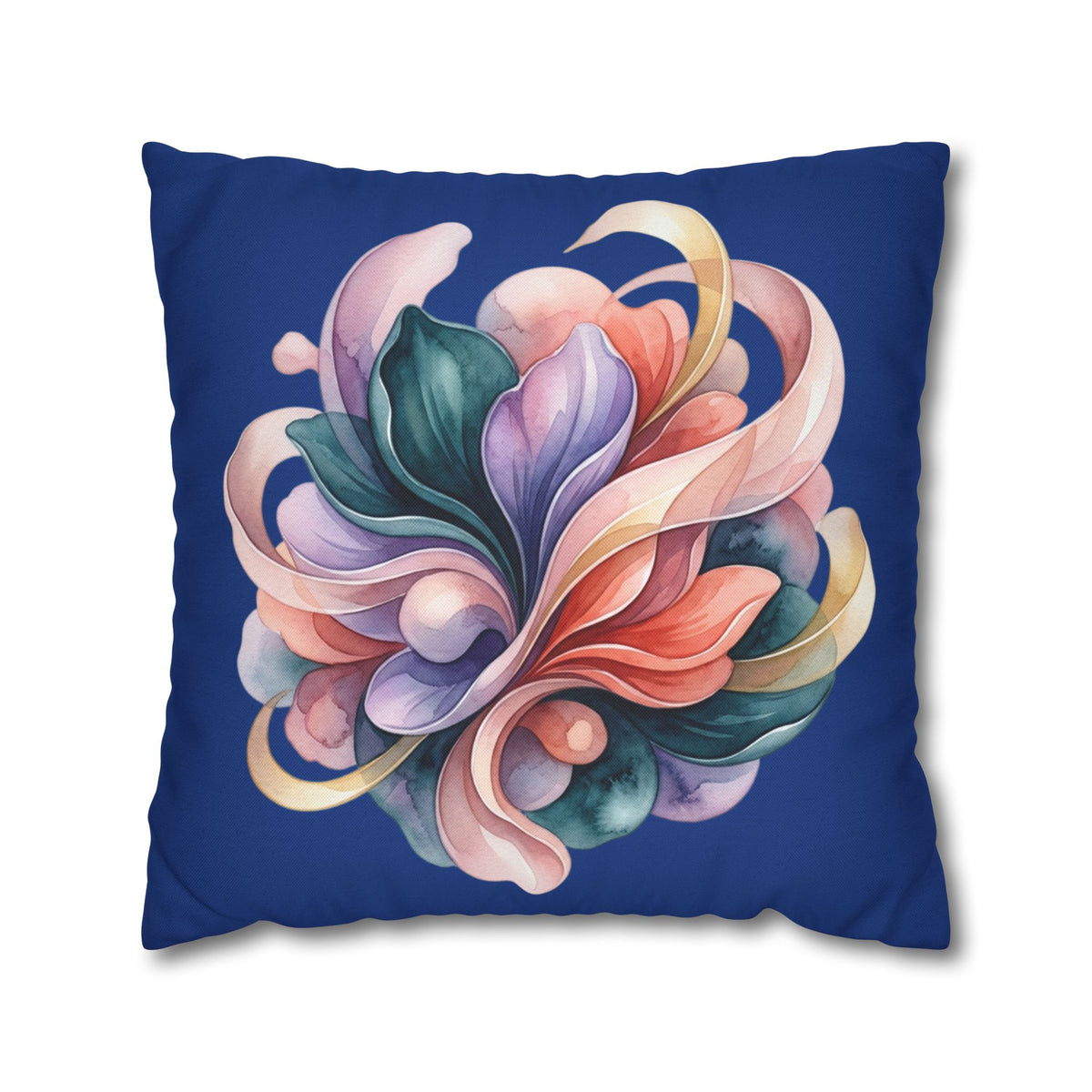 Floral Swirl Decorative Pillowcase — Vibrant Abstract Blossom on Navy