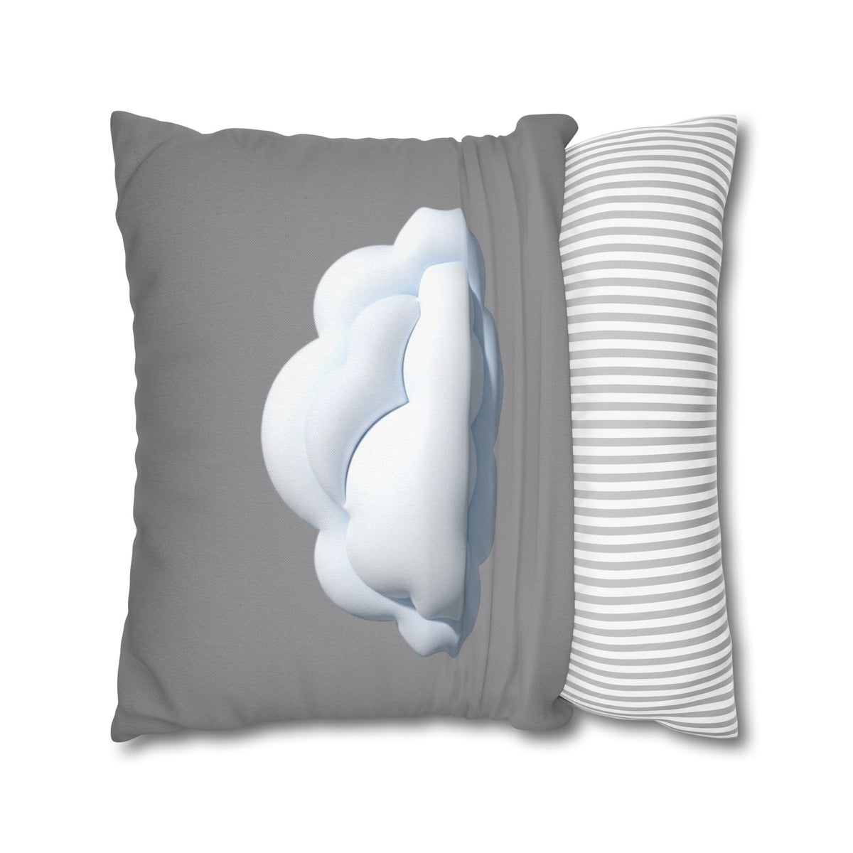 Cloud Graphic Pillowcase — Soft Grey Decorative Throw Pillow Cover