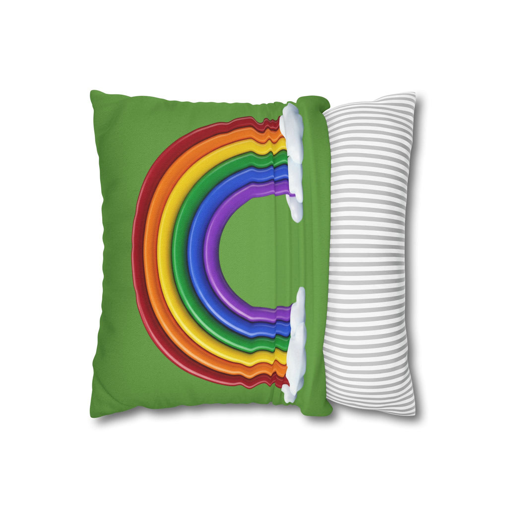Rainbow Light Green Spun Polyester Square Pillowcase