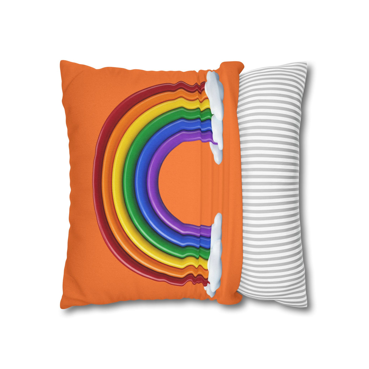 Rainbow Orange Spun Polyester Square Pillowcase