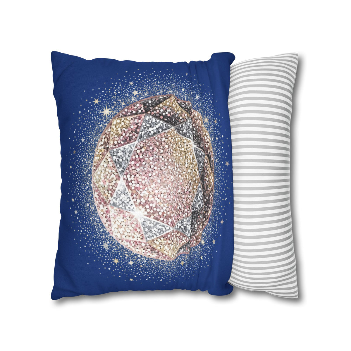 Glittery Navy Spun Polyester Square Pillowcase