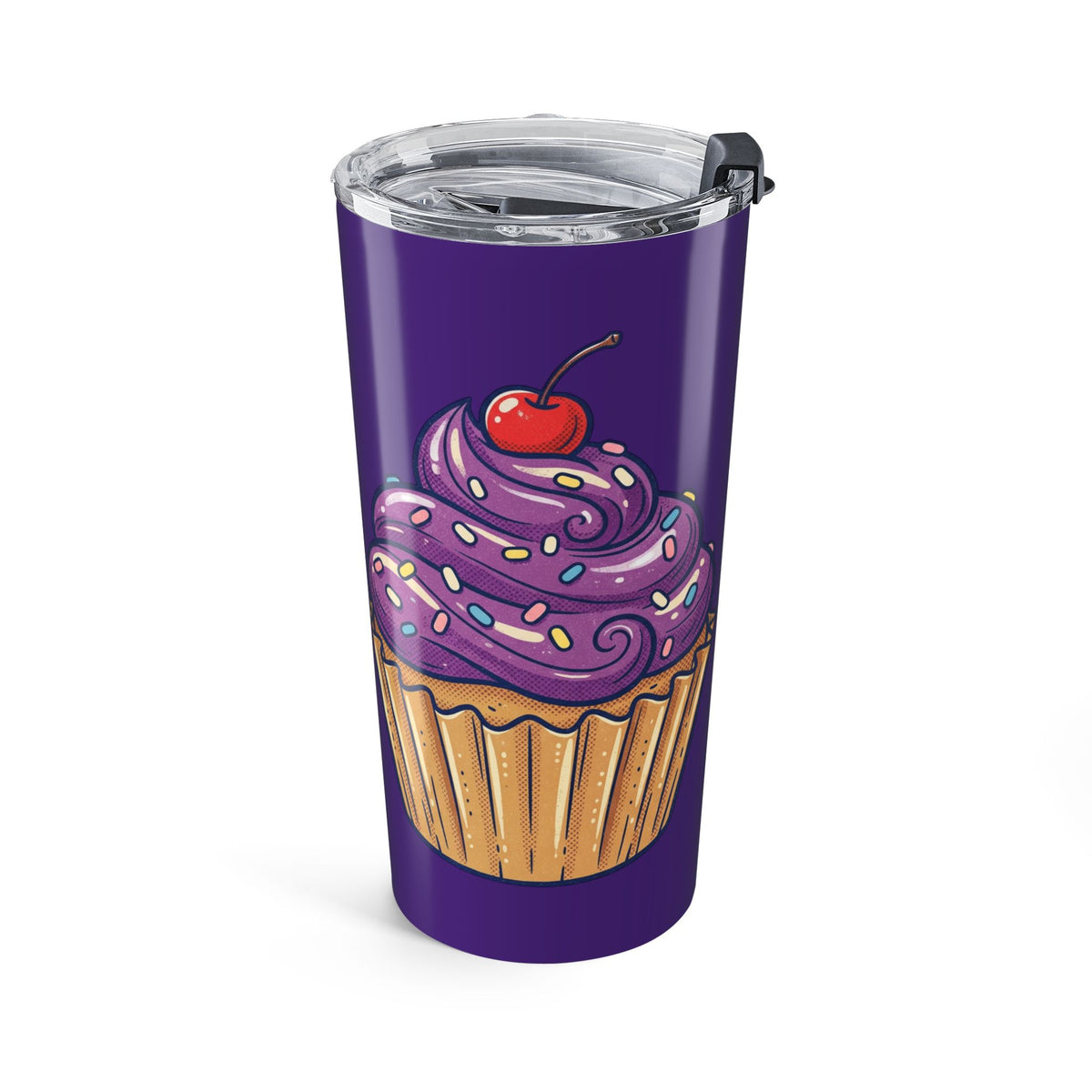 20oz Purple Cupcake Tumbler Dark Purple — Insulated Travel Cup with Cute Dessert Design