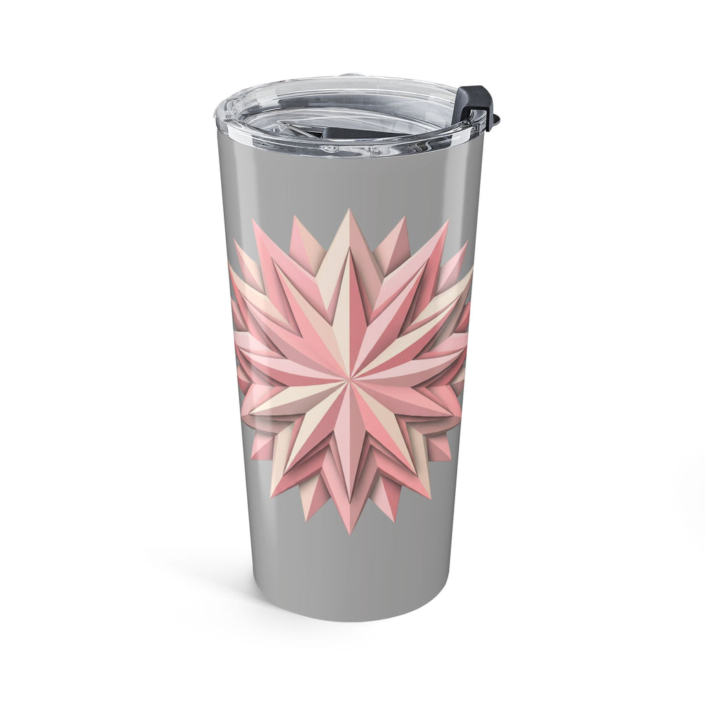 20oz Floral Starburst Tumbler – Pink Geometric Flower Travel Cup- Light Grey