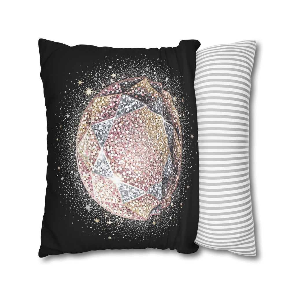 Glittery Black Spun Polyester Square Pillowcase