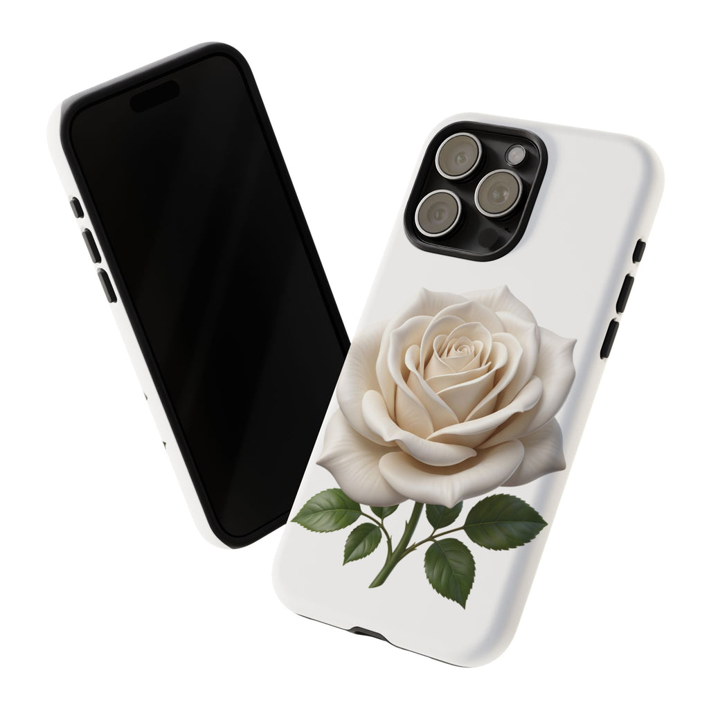 White Rose Tough Phone Case – Elegant Floral Protective Cover