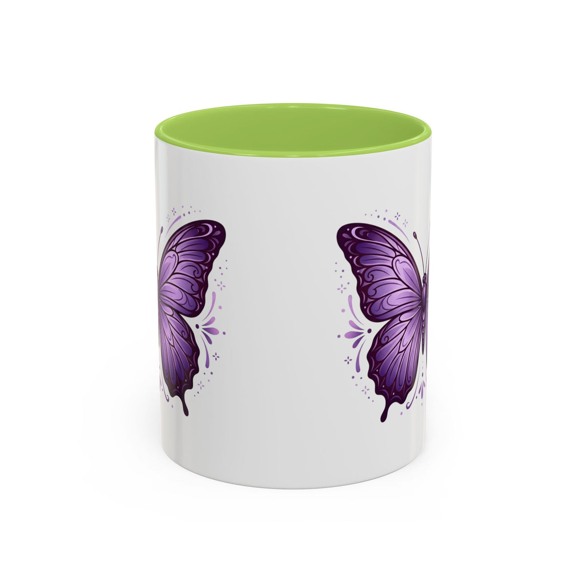 Purple Butterfly Accent Coffee Mug — 11oz & 15oz Decorative Tea Cup