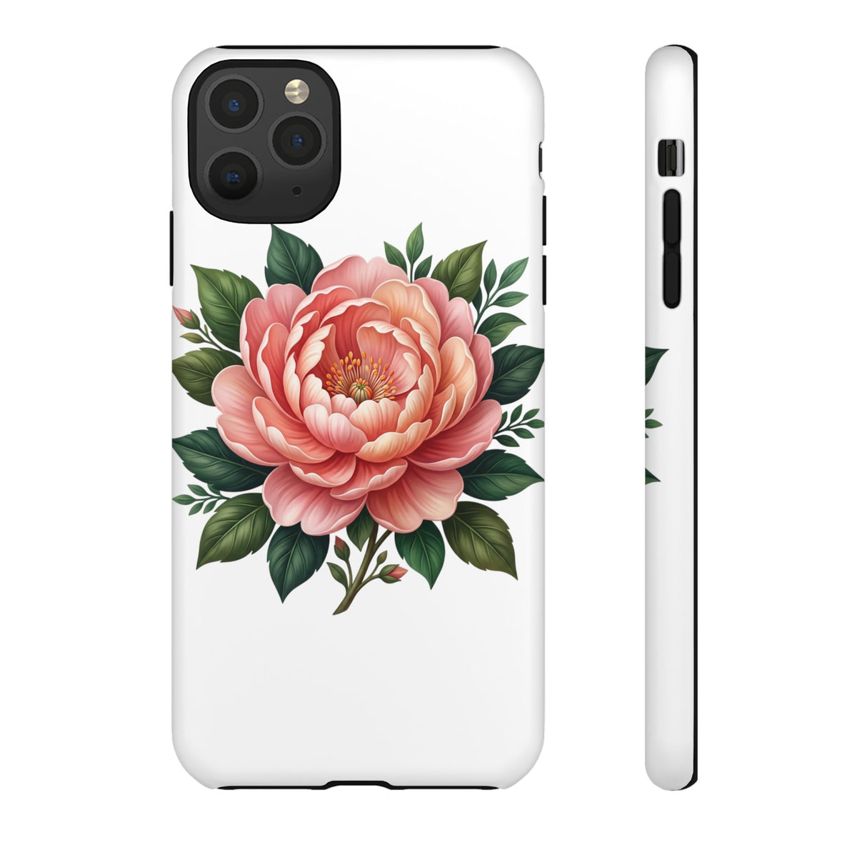 Floral Peony Tough Phone Case — Protective Botanical iPhone Cover