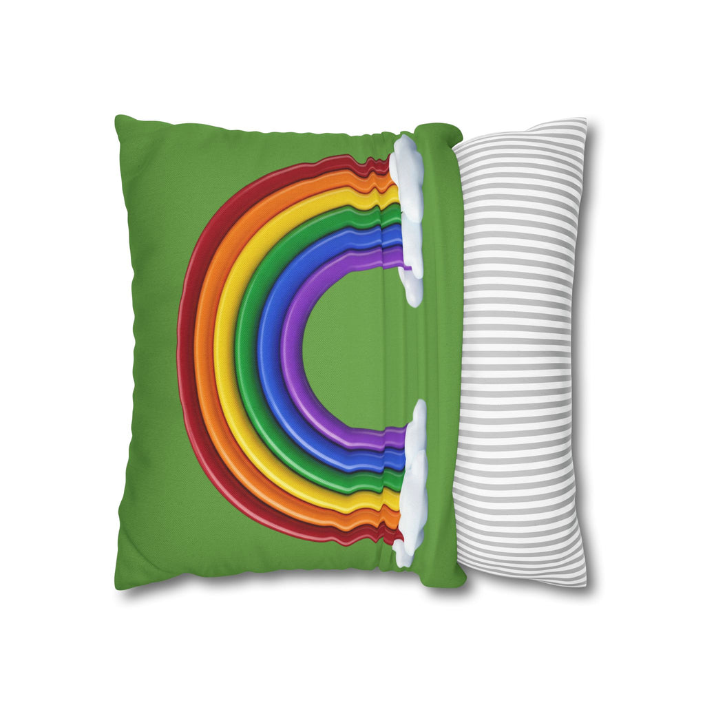 Rainbow Light Green Spun Polyester Square Pillowcase